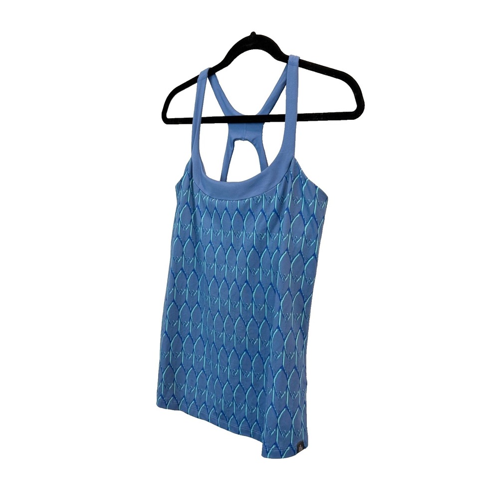 The North Face Tank Top Womens Size L Blue Geometric Built-In Bra Yoga Athletic - Picture 2 of 9